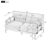 VoltForm 2-Seater Sofa – Modern Chenille Loveseat with USB & Cylinder Arms