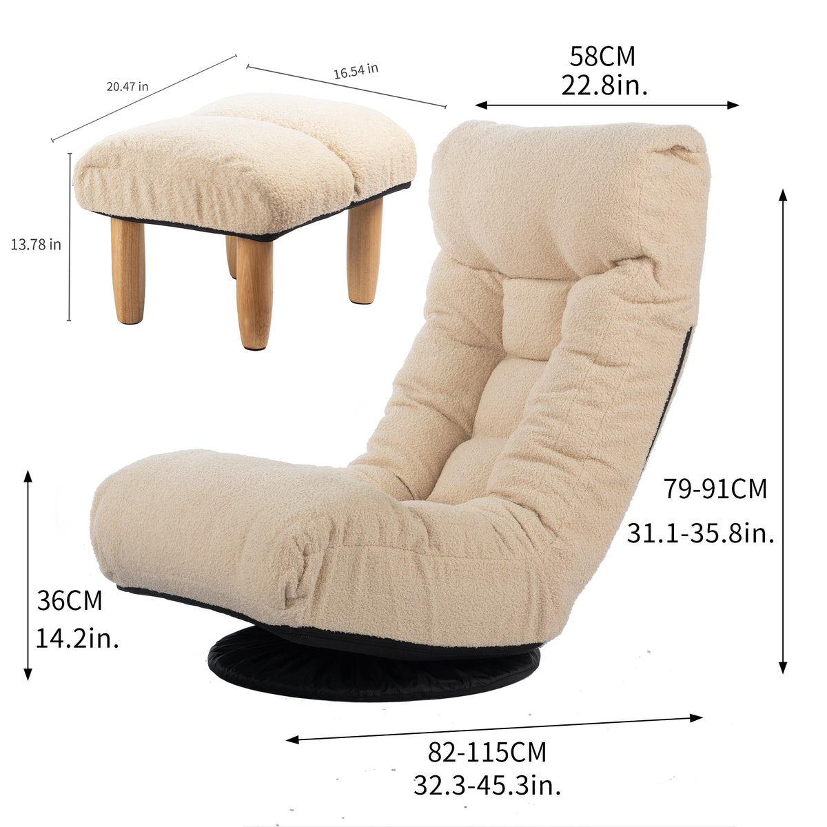 GlideNest Recliner Set – Adjustable Swivel Lounge Chair with Ottoman