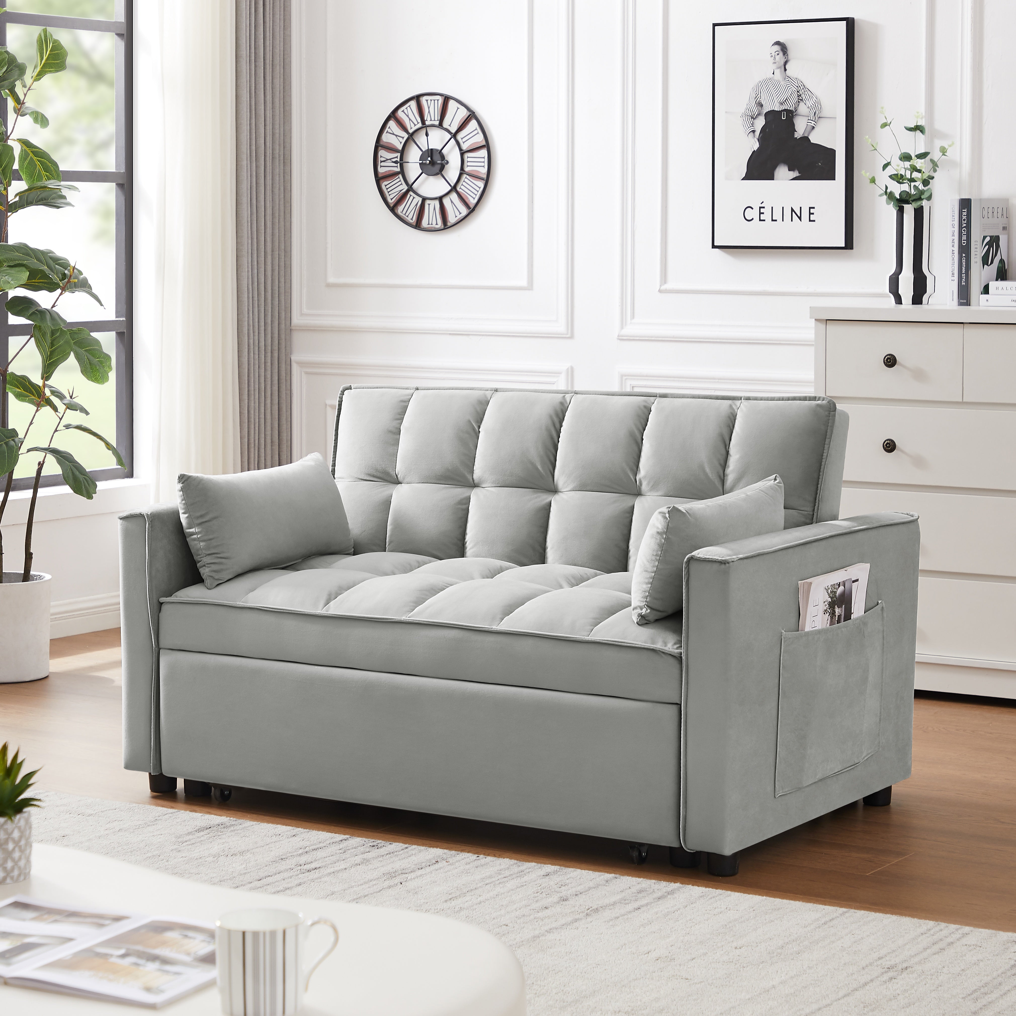 FlipNest 3-in-1 Convertible Velvet Sofa Bed