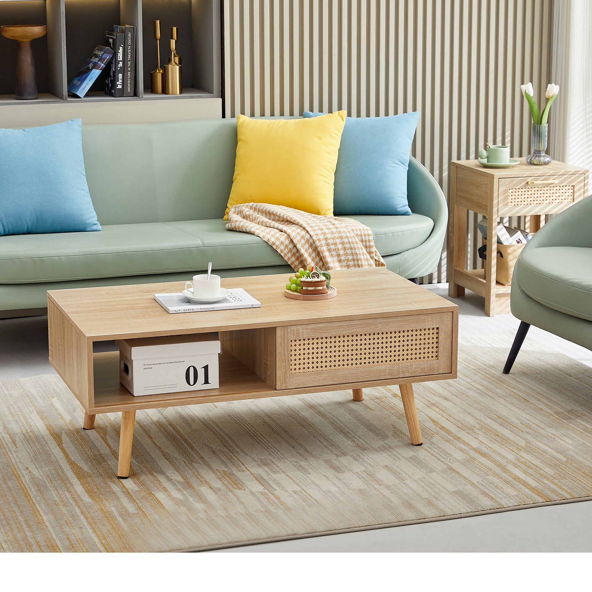 natural wood coffee table