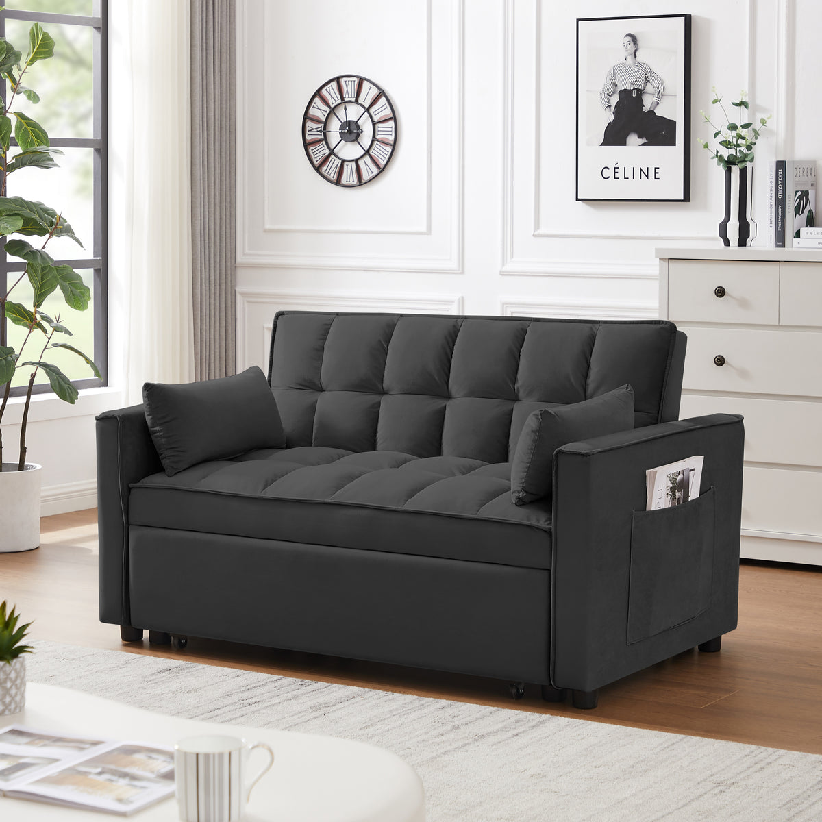 FlipNest 3-in-1 Convertible Velvet Sofa Bed