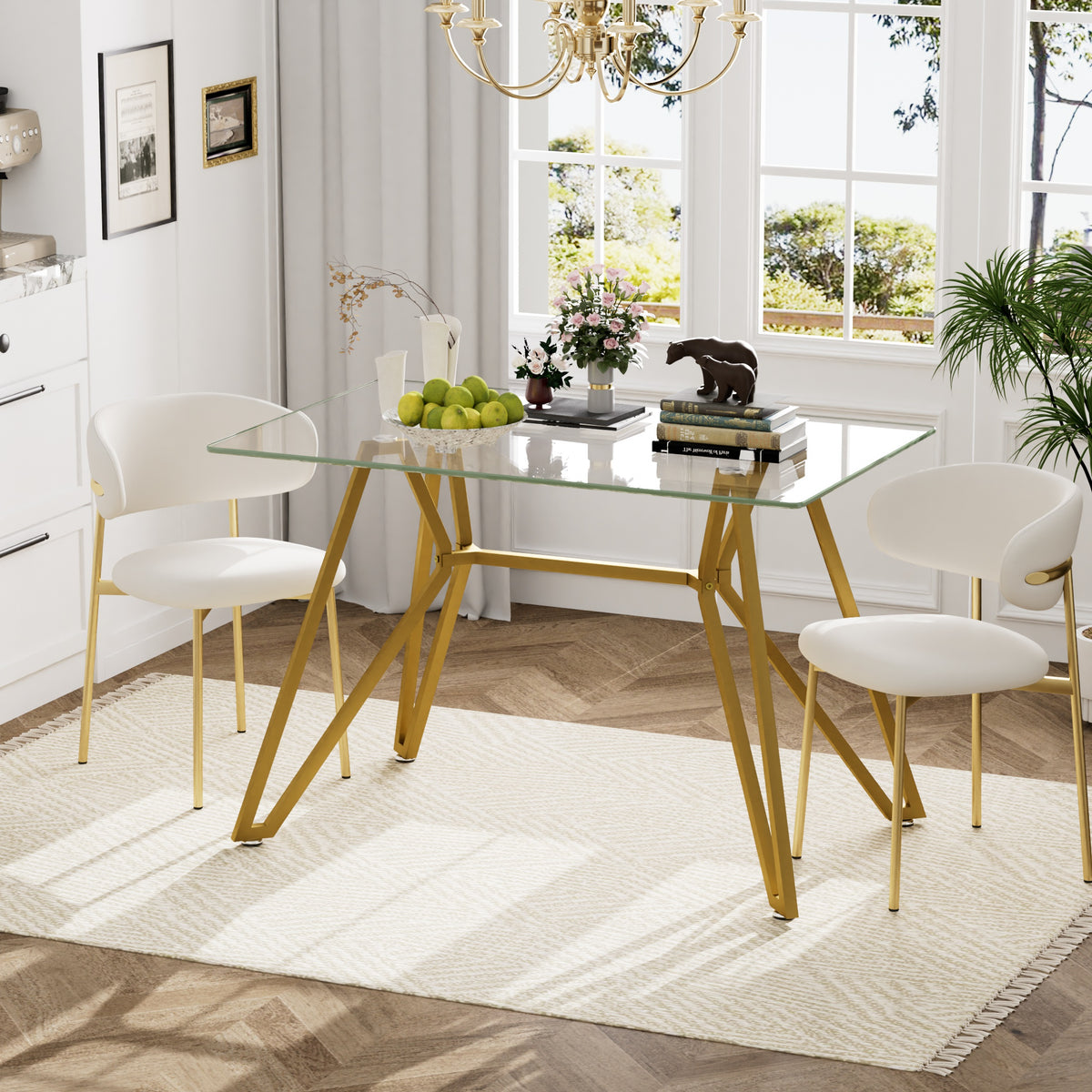 LucenGlow Dining Set (1 Table + 2 Chairs)