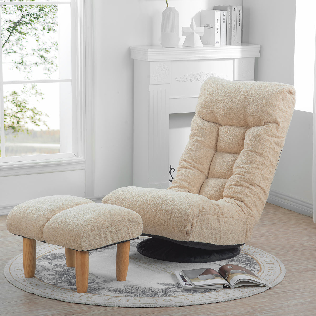GlideNest Recliner Set – Adjustable Swivel Lounge Chair with Ottoman
