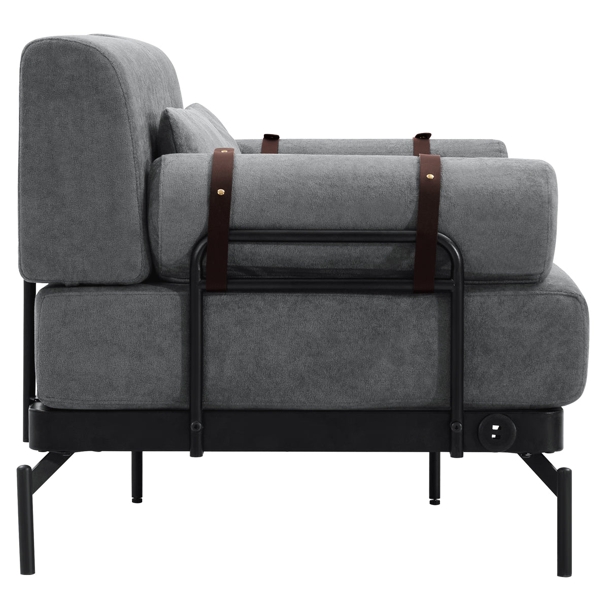 VoltForm 2-Seater Sofa – Modern Chenille Loveseat with USB & Cylinder Arms