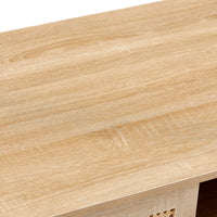 Rovia Cane Sliding Coffee Table – Natural Wood, 41”