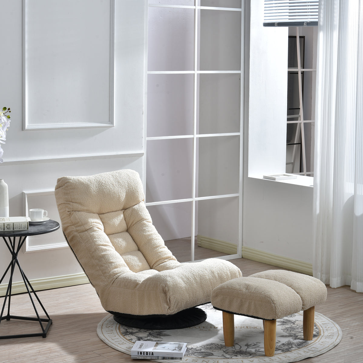 GlideNest Recliner Set – Adjustable Swivel Lounge Chair with Ottoman