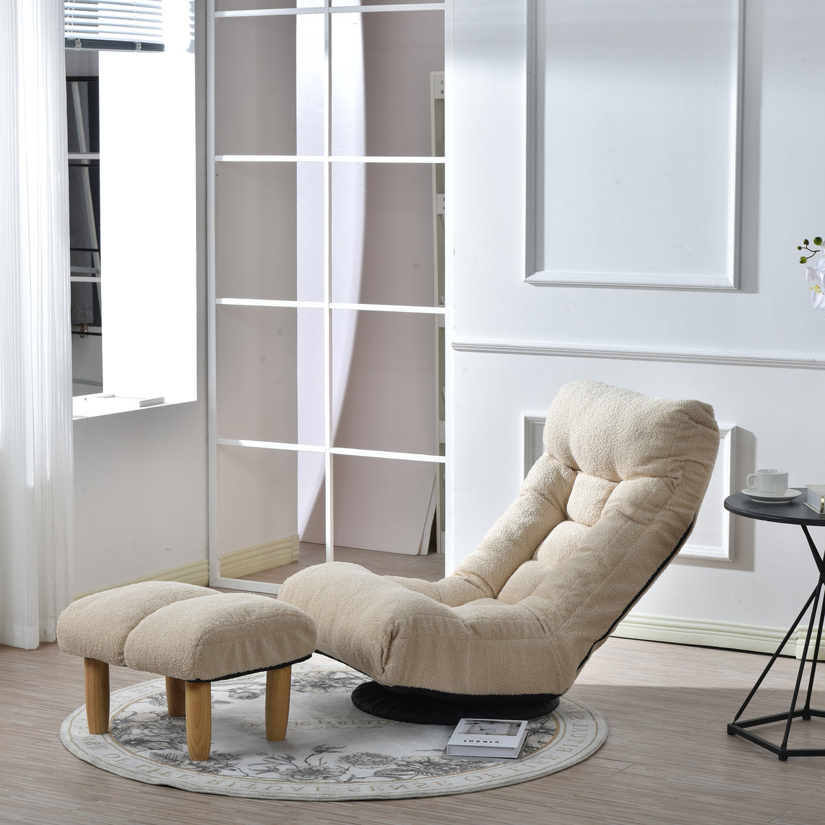 GlideNest Recliner Set – Adjustable Swivel Lounge Chair with Ottoman