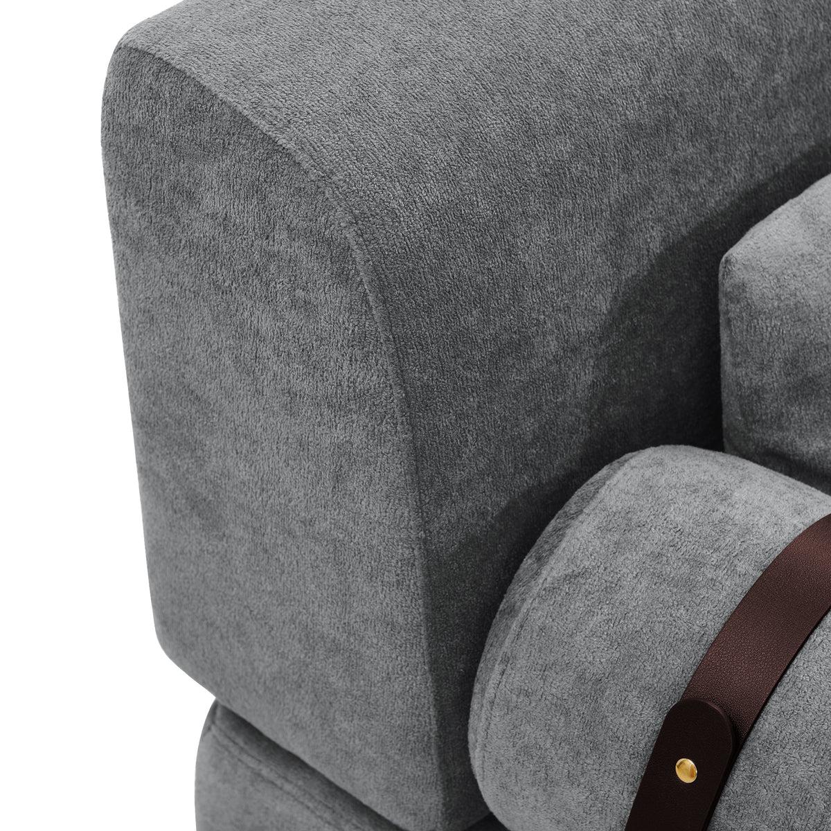 VoltForm 2-Seater Sofa – Modern Chenille Loveseat with USB & Cylinder Arms