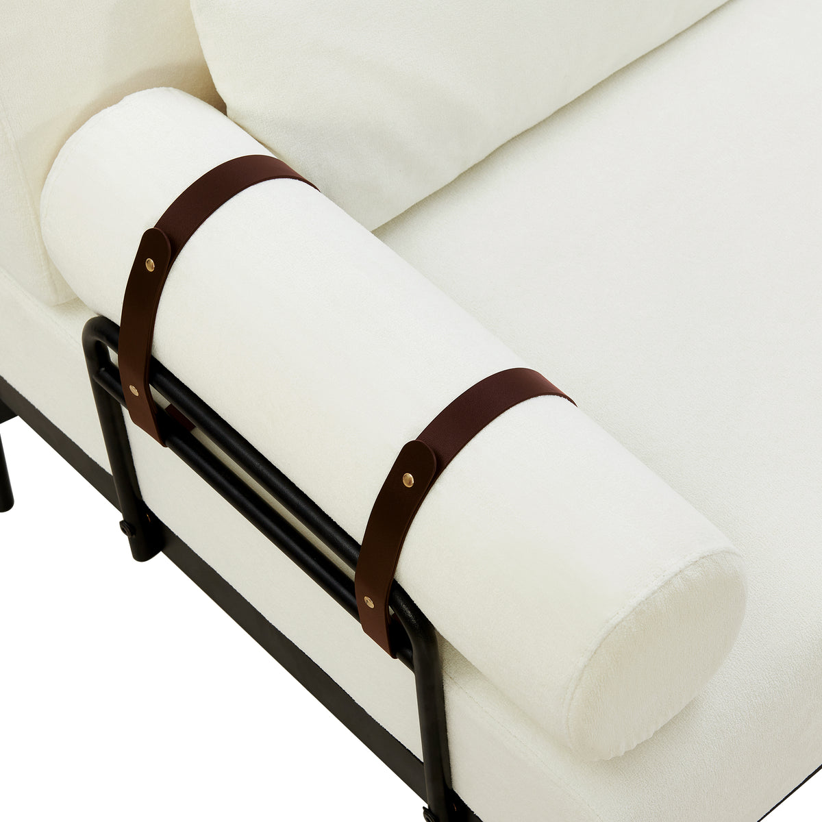 VoltForm 2-Seater Sofa – Modern Chenille Loveseat with USB & Cylinder Arms