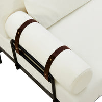 VoltForm 2-Seater Sofa – Modern Chenille Loveseat with USB & Cylinder Arms