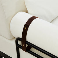 VoltForm 2-Seater Sofa – Modern Chenille Loveseat with USB & Cylinder Arms