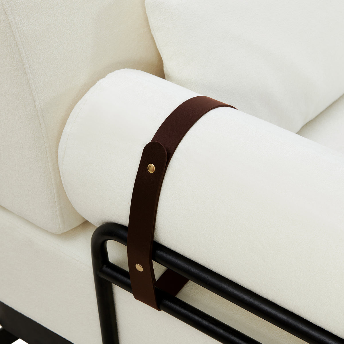 VoltForm 2-Seater Sofa – Modern Chenille Loveseat with USB & Cylinder Arms