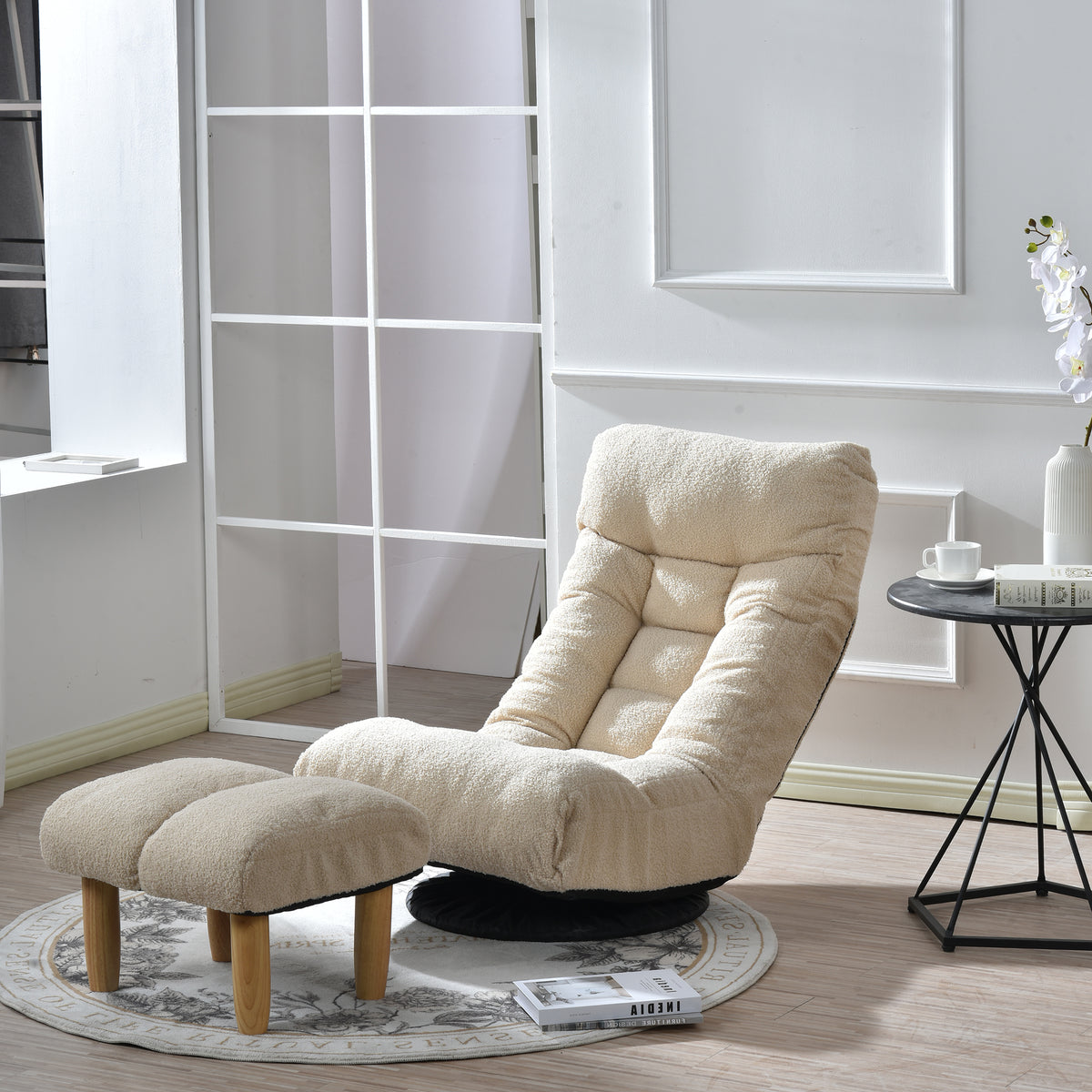 GlideNest Recliner Set – Adjustable Swivel Lounge Chair with Ottoman