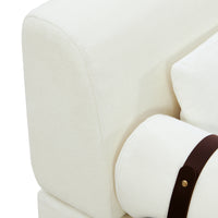 VoltForm 2-Seater Sofa – Modern Chenille Loveseat with USB & Cylinder Arms