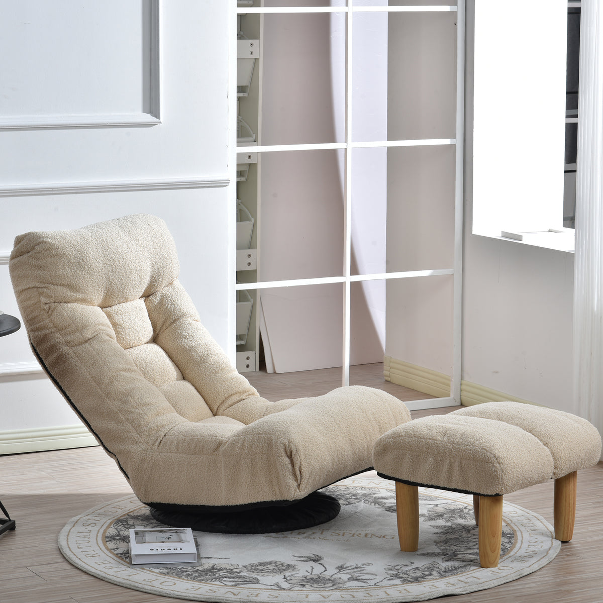GlideNest Recliner Set – Adjustable Swivel Lounge Chair with Ottoman