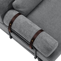 VoltForm 2-Seater Sofa – Modern Chenille Loveseat with USB & Cylinder Arms