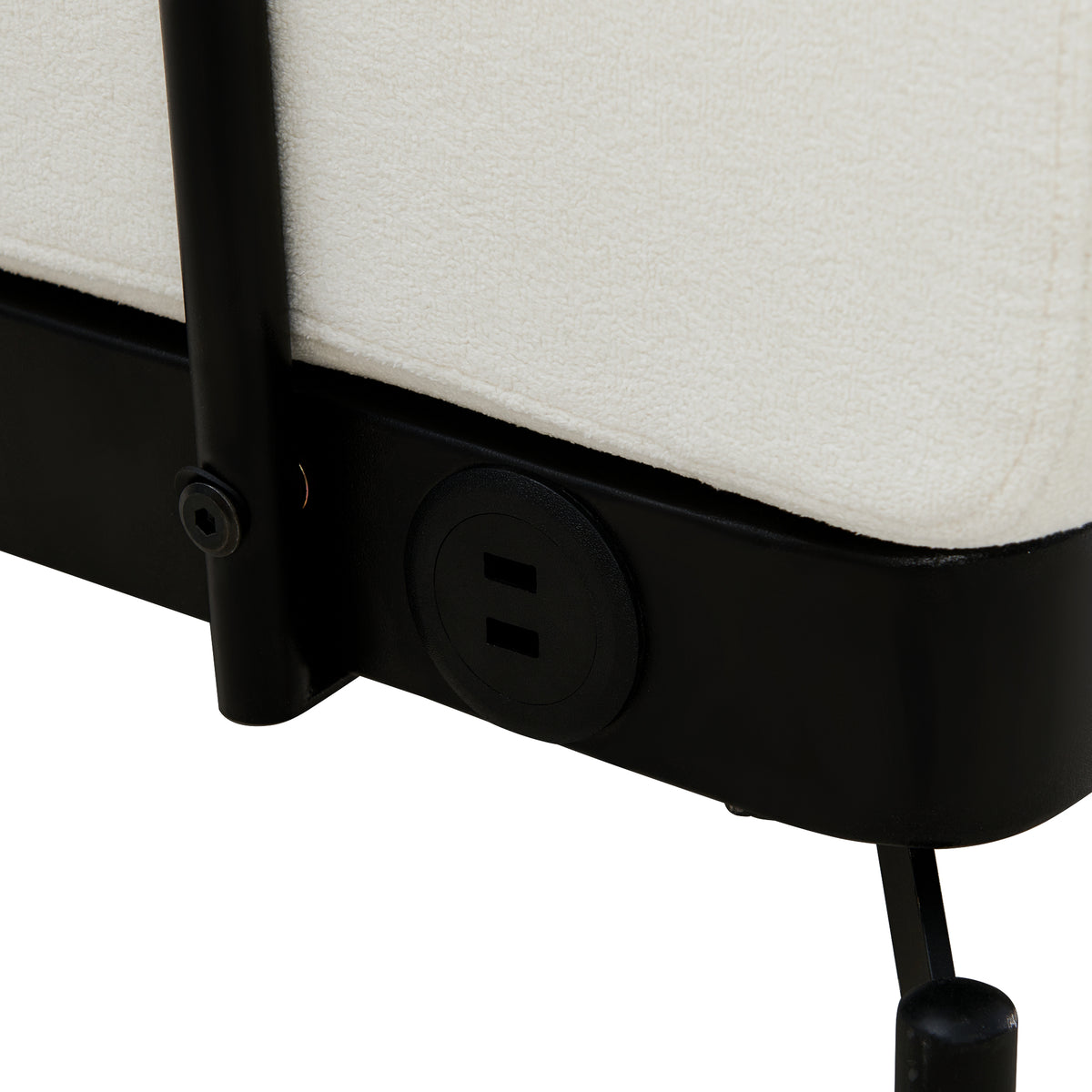 VoltForm 2-Seater Sofa – Modern Chenille Loveseat with USB & Cylinder Arms