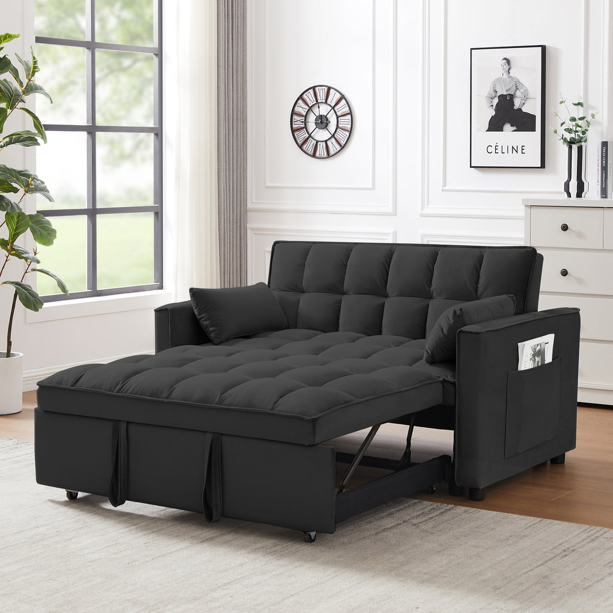 FlipNest 3-in-1 Convertible Velvet Sofa Bed
