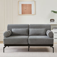 VoltForm 2-Seater Sofa – Modern Chenille Loveseat with USB & Cylinder Arms