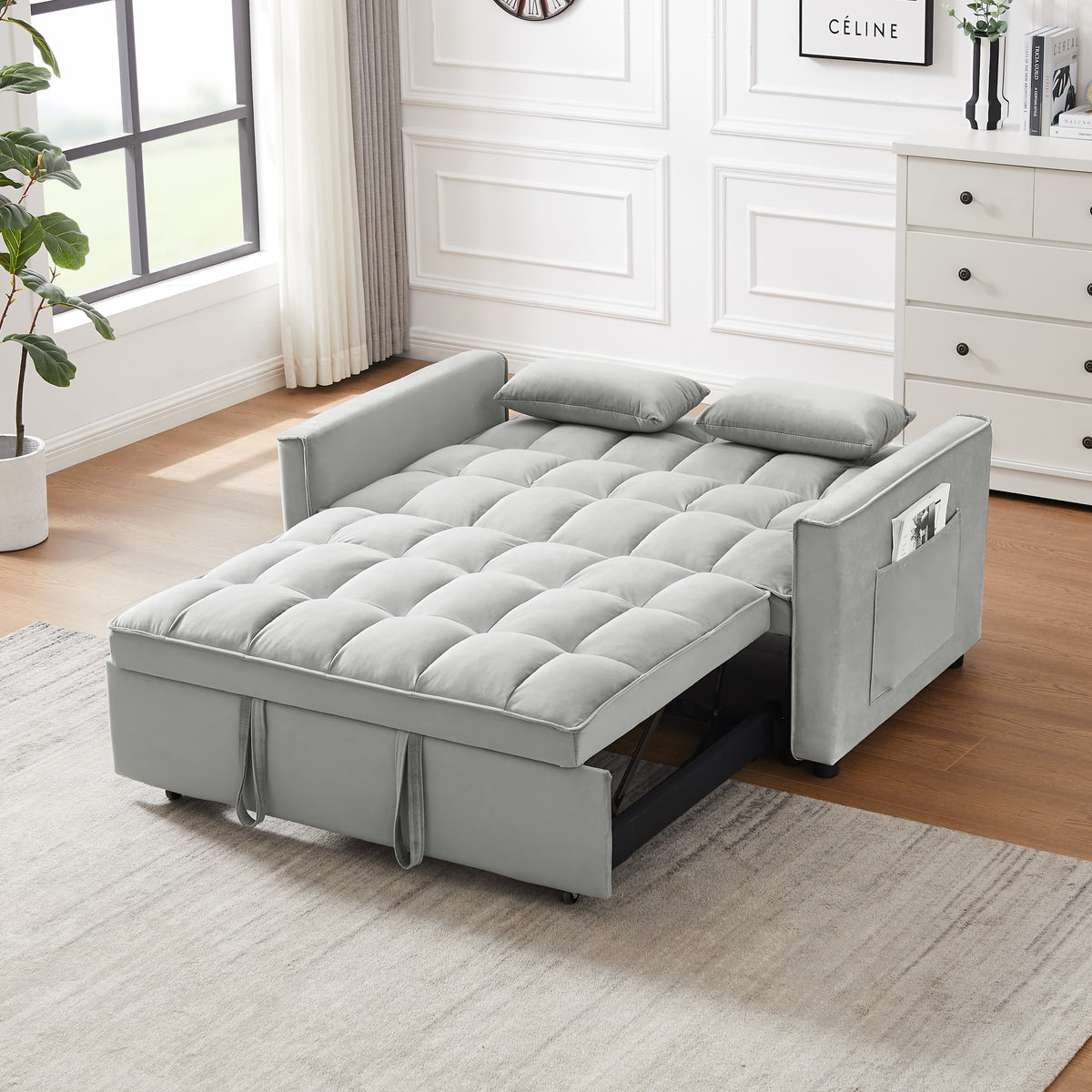 FlipNest 3-in-1 Convertible Velvet Sofa Bed