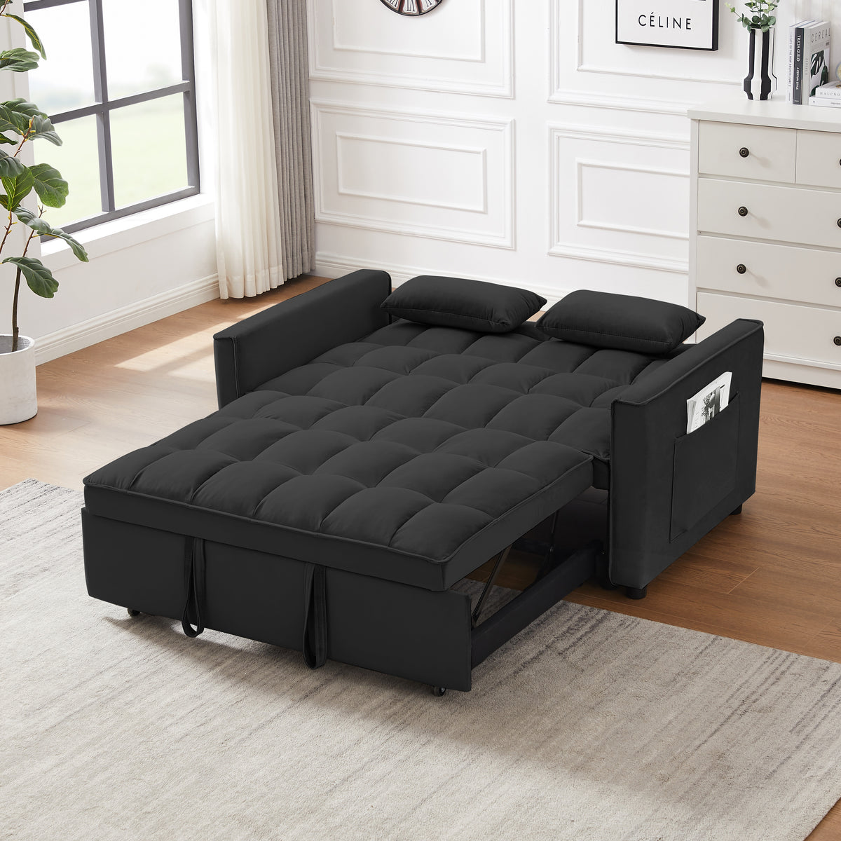 FlipNest 3-in-1 Convertible Velvet Sofa Bed