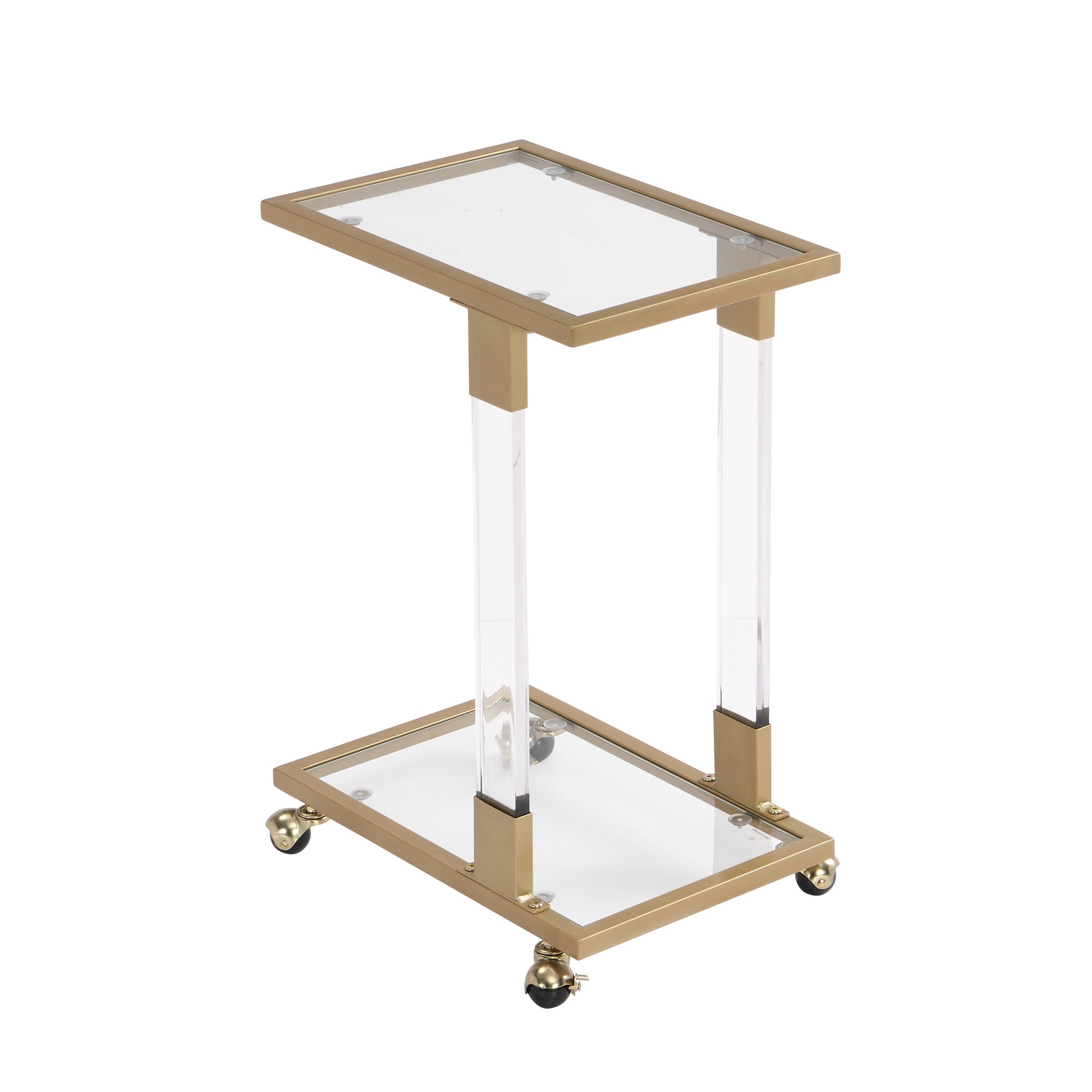 glass side table with wheels