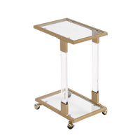 glass side table with wheels