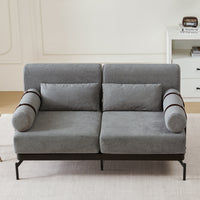 VoltForm 2-Seater Sofa – Modern Chenille Loveseat with USB & Cylinder Arms