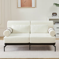 VoltForm 2-Seater Sofa – Modern Chenille Loveseat with USB & Cylinder Arms