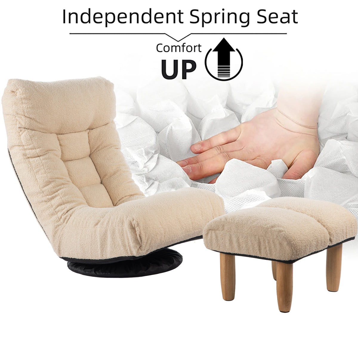 GlideNest Recliner Set – Adjustable Swivel Lounge Chair with Ottoman