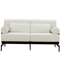 VoltForm 2-Seater Sofa – Modern Chenille Loveseat with USB & Cylinder Arms