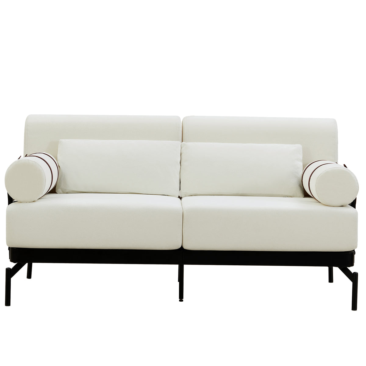 VoltForm 2-Seater Sofa – Modern Chenille Loveseat with USB & Cylinder Arms