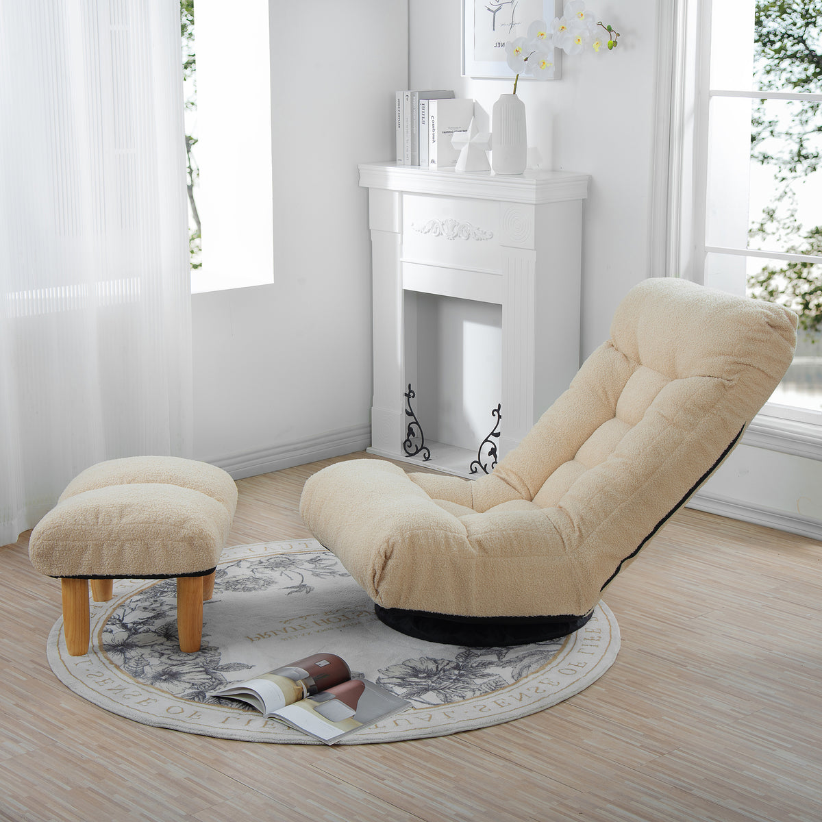 GlideNest Recliner Set – Adjustable Swivel Lounge Chair with Ottoman