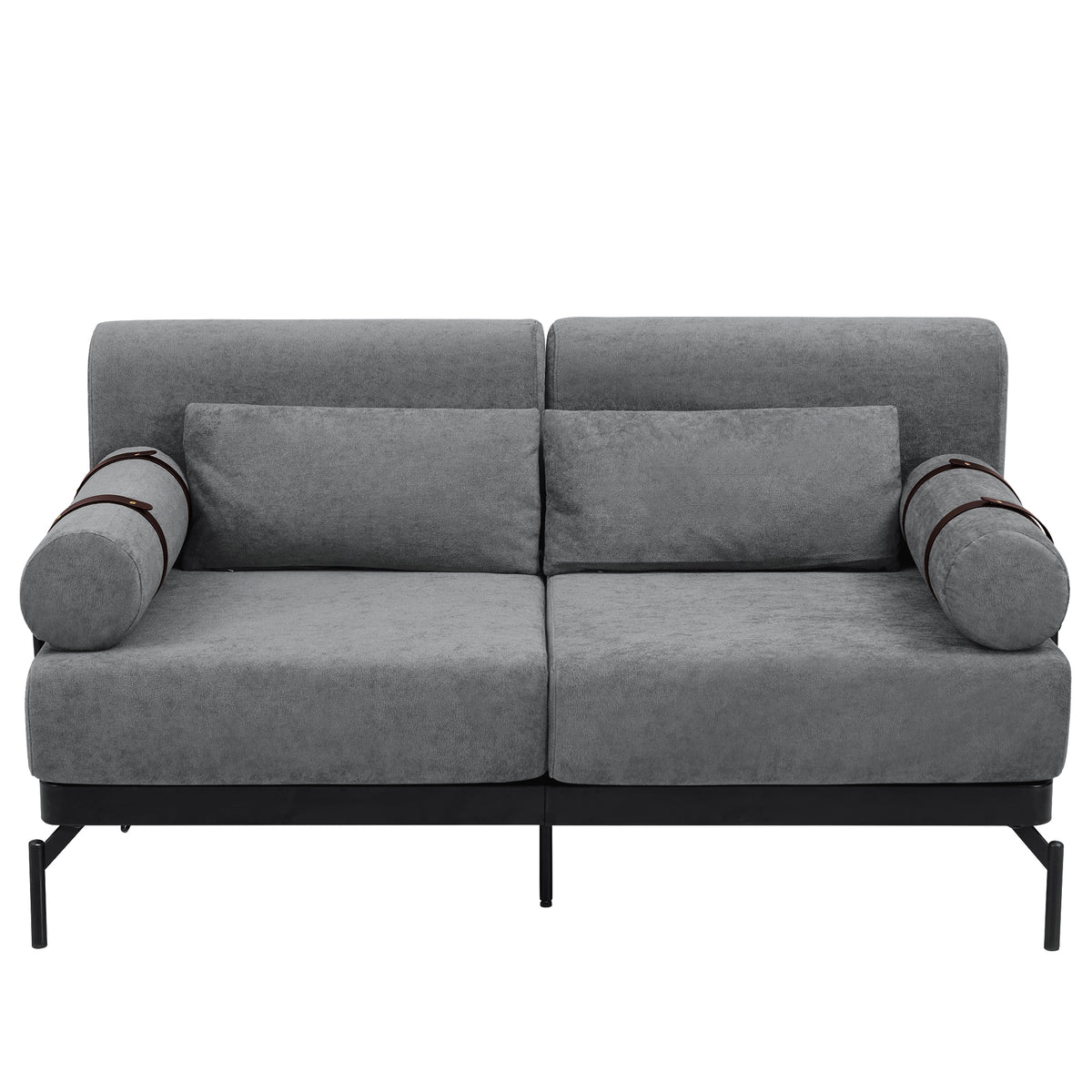 VoltForm 2-Seater Sofa – Modern Chenille Loveseat with USB & Cylinder Arms