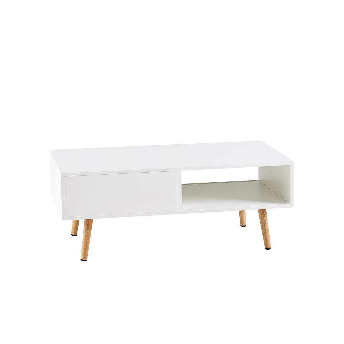 Rovia Cane Sliding Coffee Table – Natural Wood, 41”