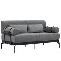 VoltForm 2-Seater Sofa – Modern Chenille Loveseat with USB & Cylinder Arms