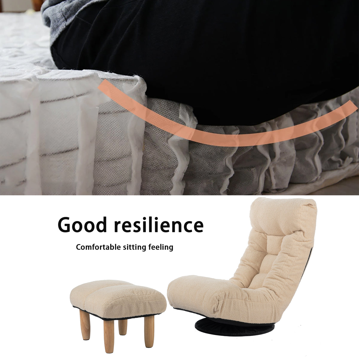 GlideNest Recliner Set – Adjustable Swivel Lounge Chair with Ottoman