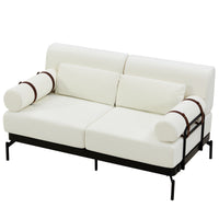 VoltForm 2-Seater Sofa – Modern Chenille Loveseat with USB & Cylinder Arms