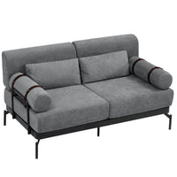 VoltForm 2-Seater Sofa – Modern Chenille Loveseat with USB & Cylinder Arms