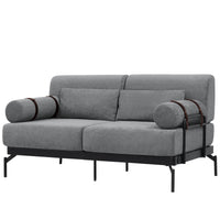 VoltForm 2-Seater Sofa – Modern Chenille Loveseat with USB & Cylinder Arms