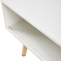 Rovia Cane Sliding Coffee Table – Natural Wood, 41”