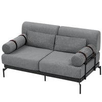 VoltForm 2-Seater Sofa – Modern Chenille Loveseat with USB & Cylinder Arms
