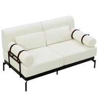VoltForm 2-Seater Sofa – Modern Chenille Loveseat with USB & Cylinder Arms