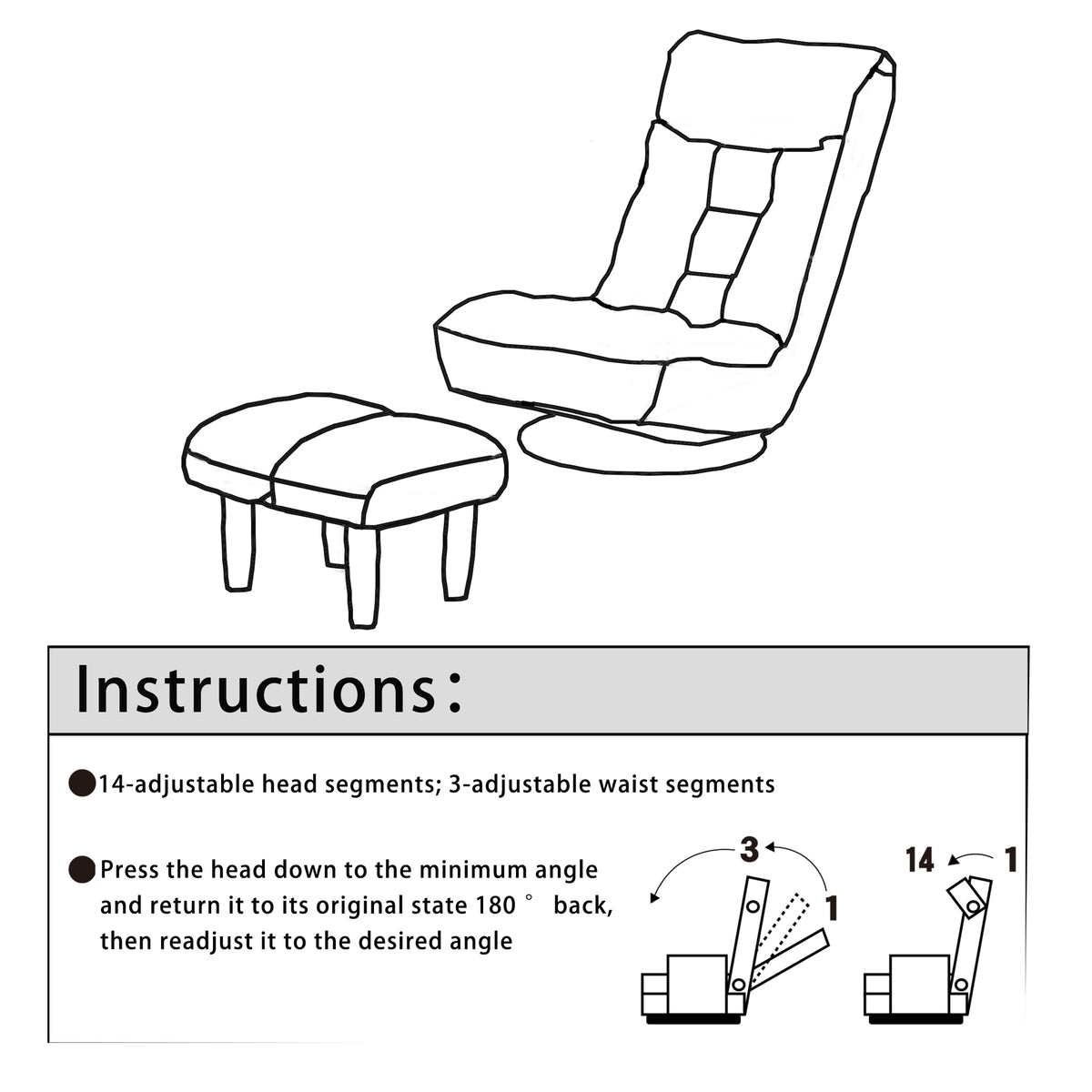 GlideNest Recliner Set – Adjustable Swivel Lounge Chair with Ottoman