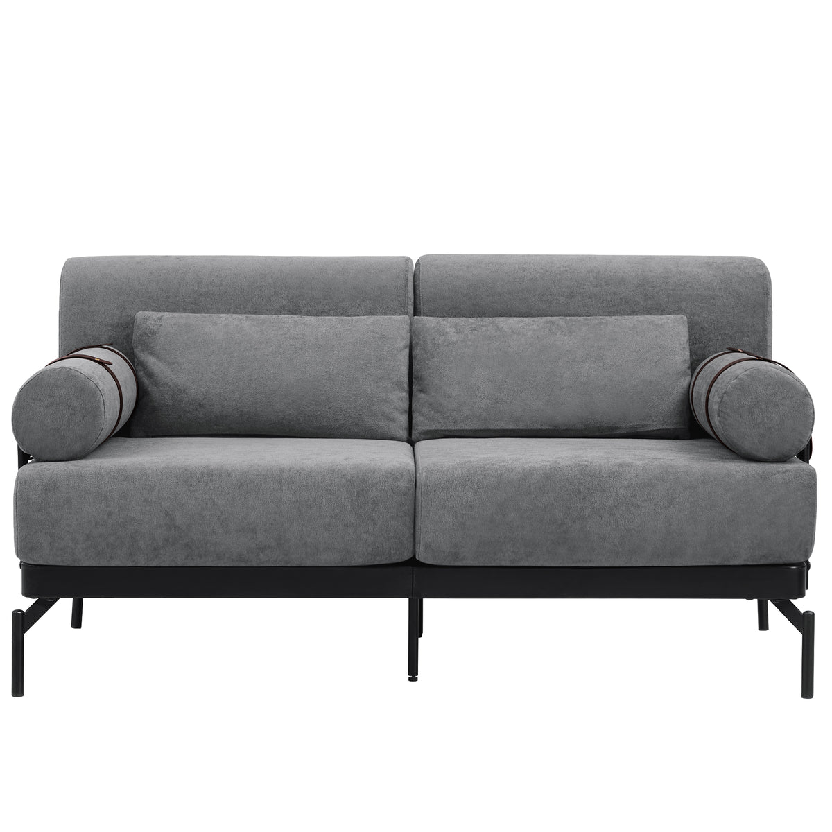 VoltForm 2-Seater Sofa – Modern Chenille Loveseat with USB & Cylinder Arms