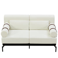 VoltForm 2-Seater Sofa – Modern Chenille Loveseat with USB & Cylinder Arms