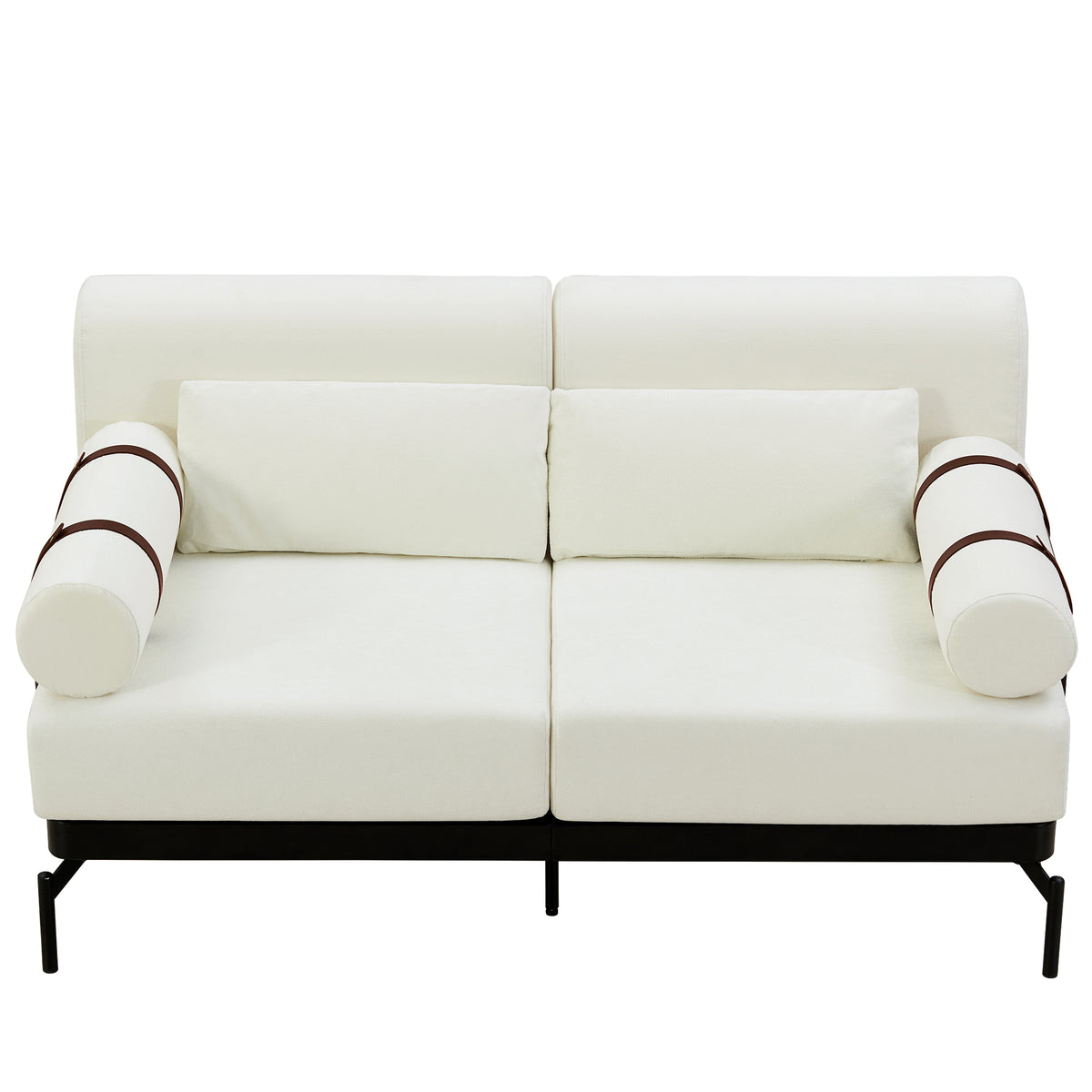 VoltForm 2-Seater Sofa – Modern Chenille Loveseat with USB & Cylinder Arms
