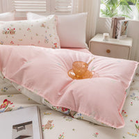 “BlossomMood” Pink Floral Cotton Bedding Set – TwinXL 3-Piece