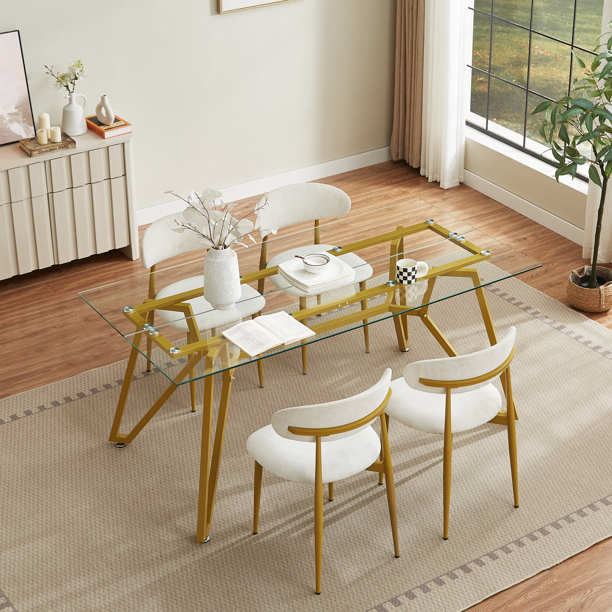 LucenGlow Dining Set (1 Table + 2 Chairs)