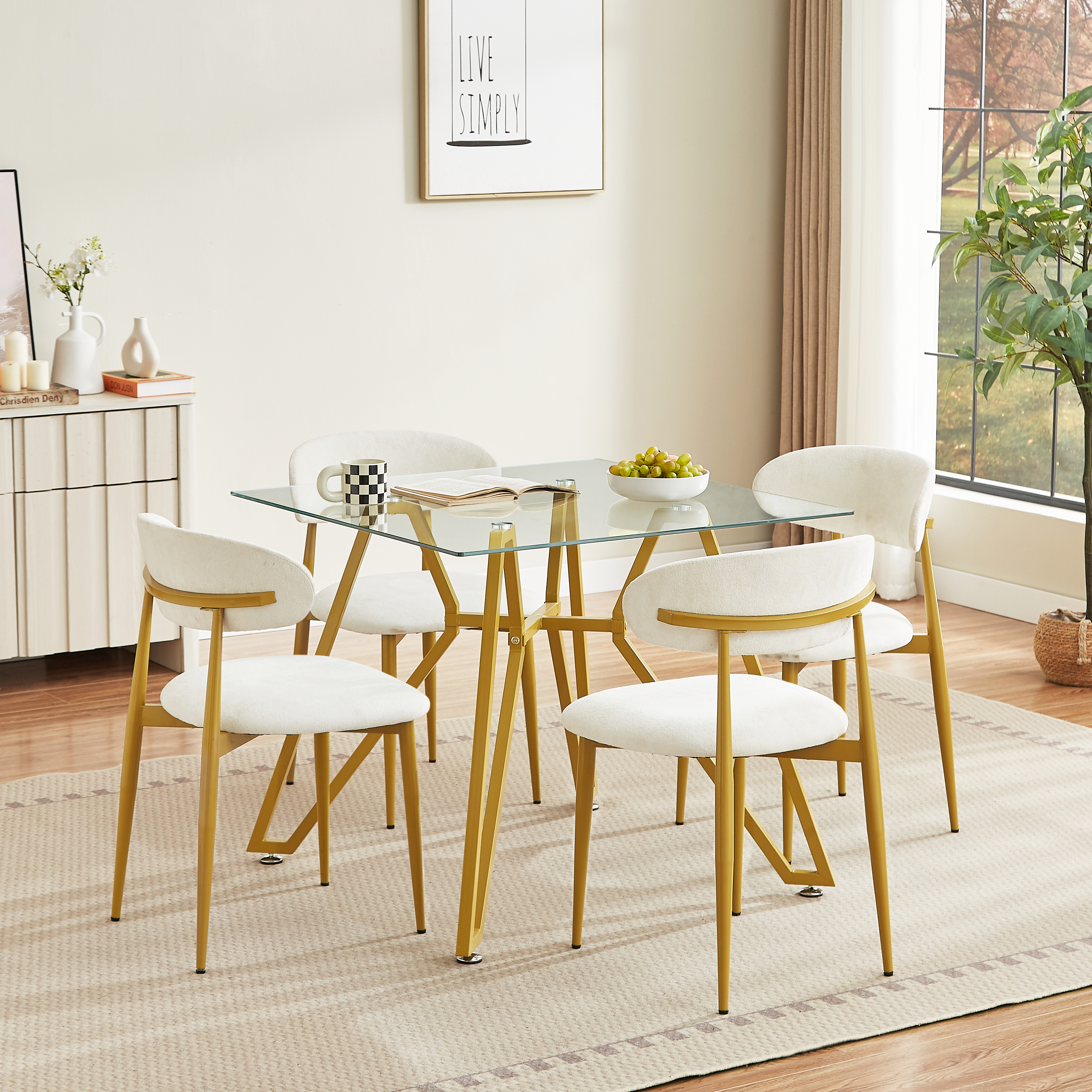 LucenGlow Dining Set (1 Table + 2 Chairs)